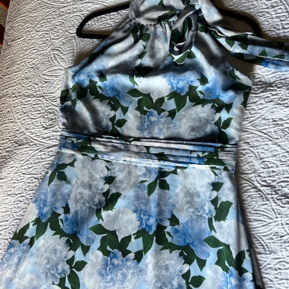 Sachin & Babi Kayla floral print chiffon gown Glacial Peonies - Picture 8 of 11